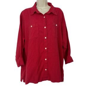 Dressbarn Top Womens 22 24 Red Button Up Plaid Tunic Soft Casual Tunic Shacket